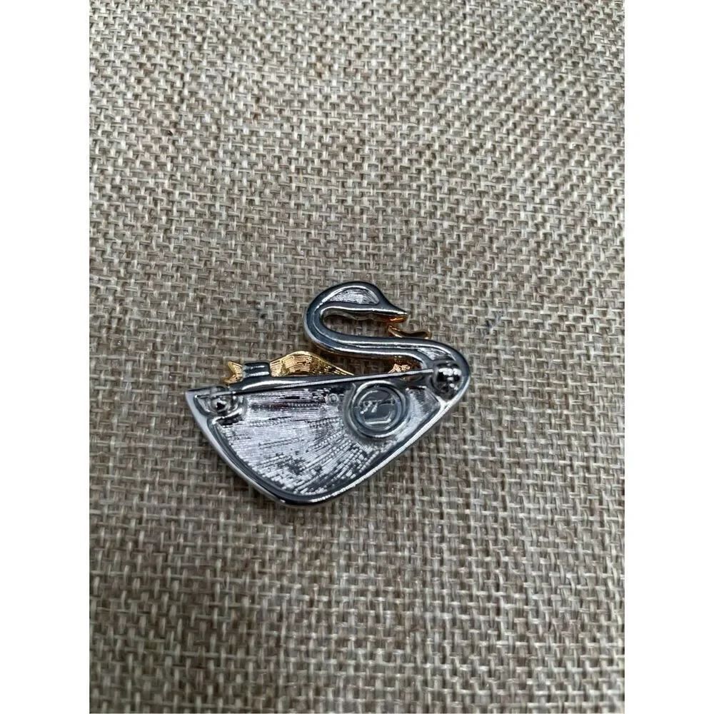 Vintage Brooch Swarovski Logo Swan Rhodium plated Swarovski Pave Crystals - Picture 4 of 8